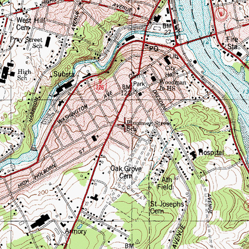 Topographic Map of Plummer Street School, ME