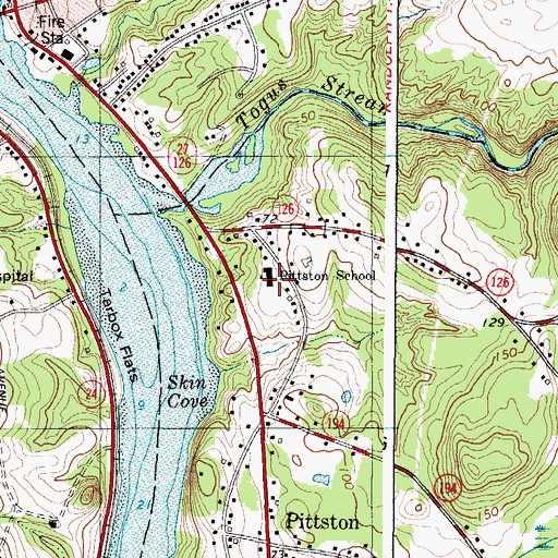 Topographic Map of Pittston Consolidated School, ME