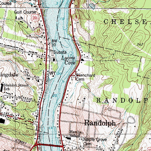 Topographic Map of Blanchard Cemetery, ME