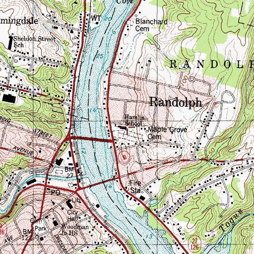 Topographic Map of Teresa C Hamlin Elementary School, ME