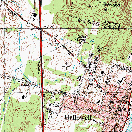 Topographic Map of Hall Dale Elementary School, ME
