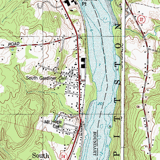 Topographic Map of South Gardiner Cemetery, ME