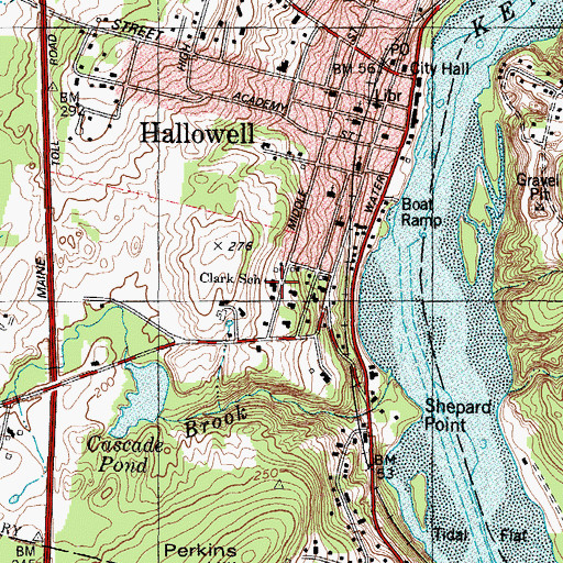 Topographic Map of Clark School, ME