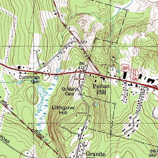 Topographic Map of Saint Marys Cemetery, ME