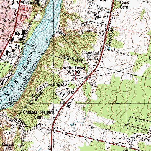 Topographic Map of WRDO Radio Tower (Havre De Grace), ME