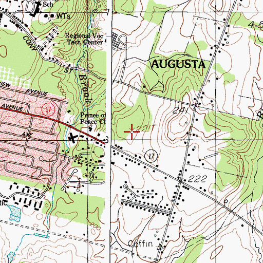 Topographic Map of Farrington Elementary School, ME