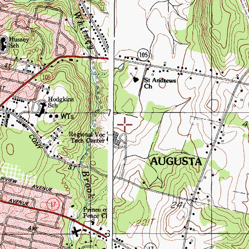 Topographic Map of Cony High School, ME