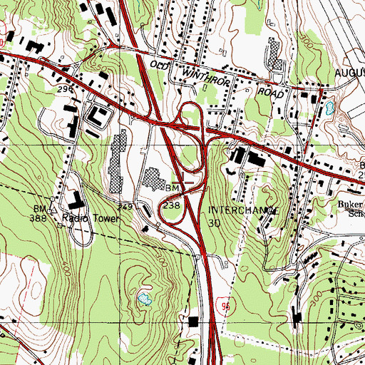 Topographic Map of Interchange 15, ME