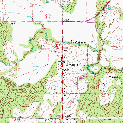 Topographic Map of Jesup, AR