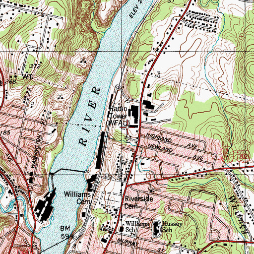 Topographic Map of WFAU Radio Tower (Havre De Grace), ME