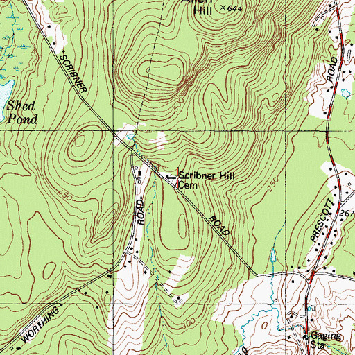 Topographic Map of Scribner Cemetery, ME
