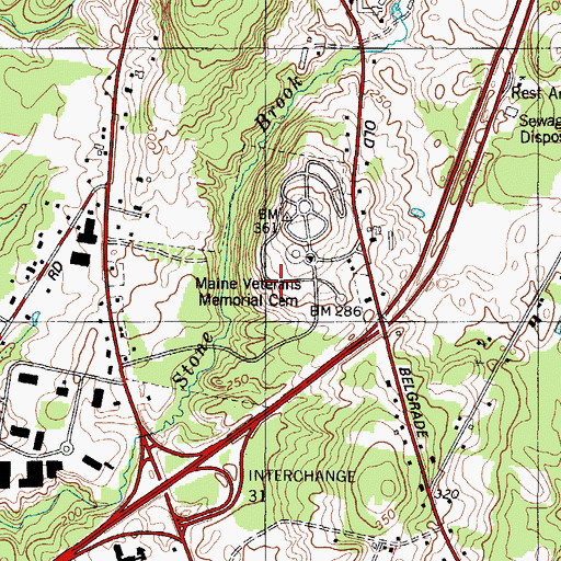 Topographic Map of Maine Veterans Memorial Cemetery, ME