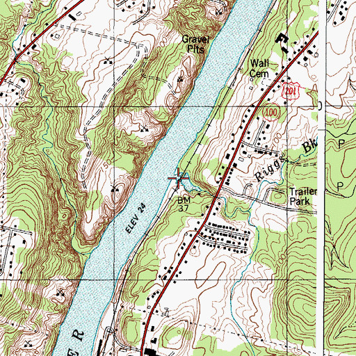 Topographic Map of Riggs Brook, ME