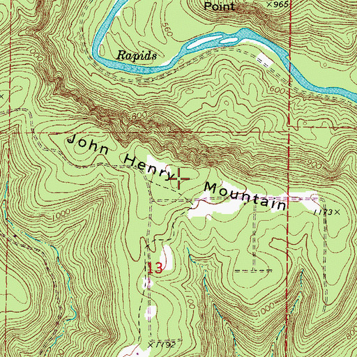Topographic Map of John Henry Mountain, AR