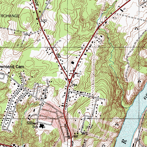 Topographic Map of Ballard School (historical), ME