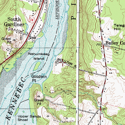 Topographic Map of Nehumkeag (historical), ME