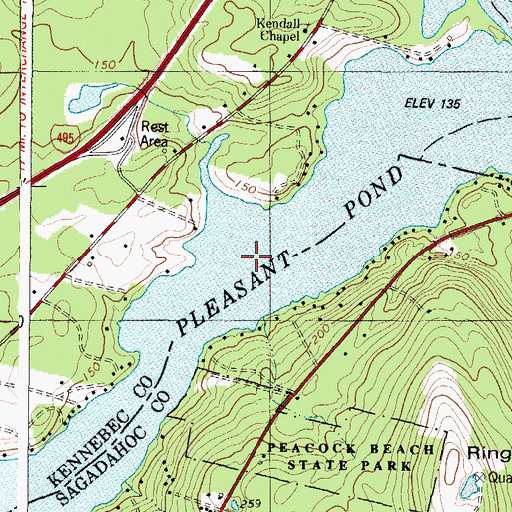 Topographic Map of Pleasant Pond, ME