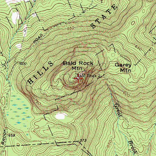 Topographic Map of Bald Rock Mountain, ME