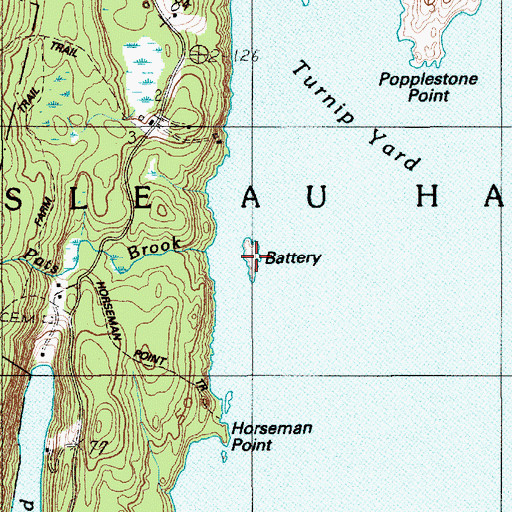 Topographic Map of Battery Island, ME