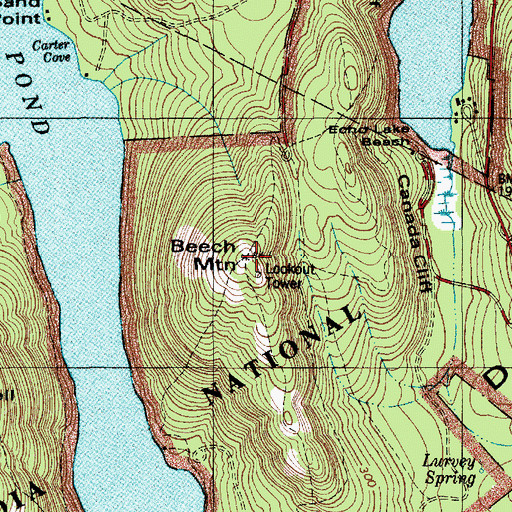 Topographic Map of Beech Mountain, ME
