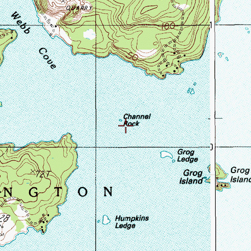 Topographic Map of Channel Rock Island, ME