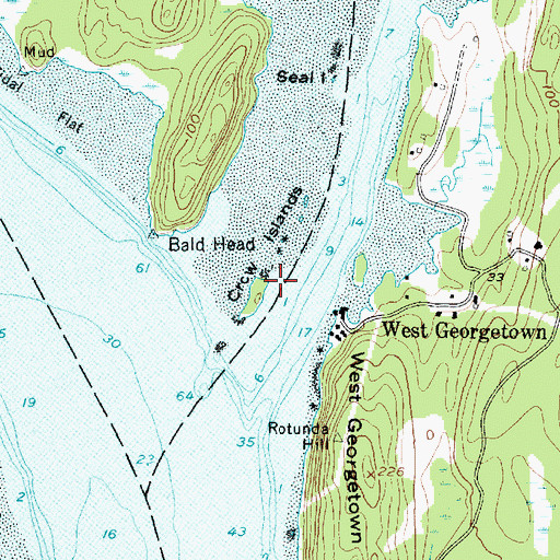 Topographic Map of Crow Islands, ME