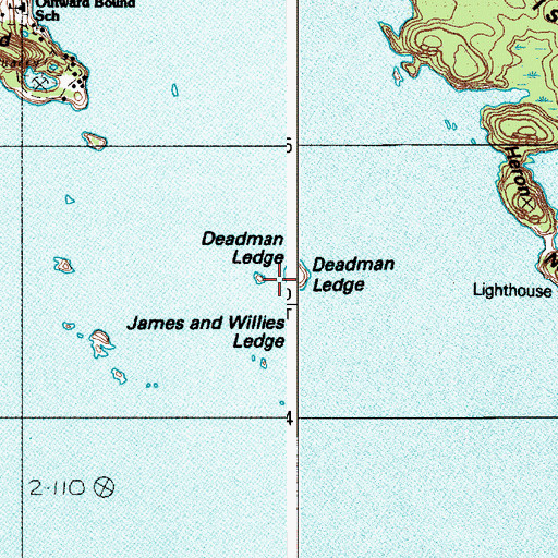 Topographic Map of Deadman Ledge, ME