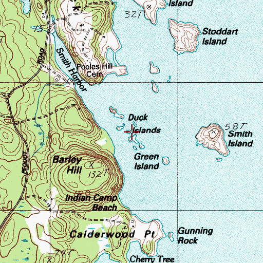 Topographic Map of Duck Island, ME