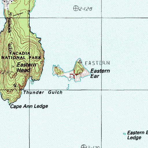 Topographic Map of Eastern Ear Island, ME