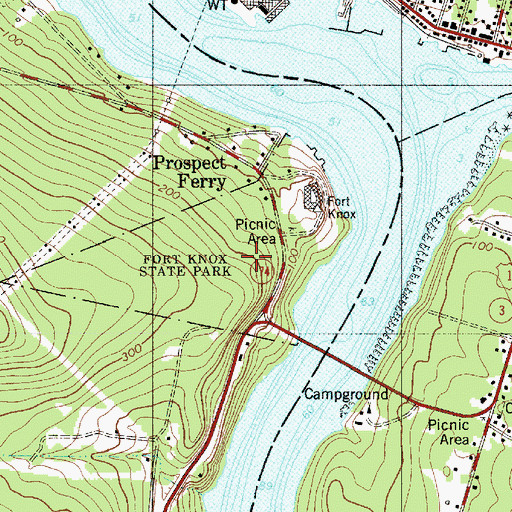 Topographic Map of Fort Knox State Historic Site, ME