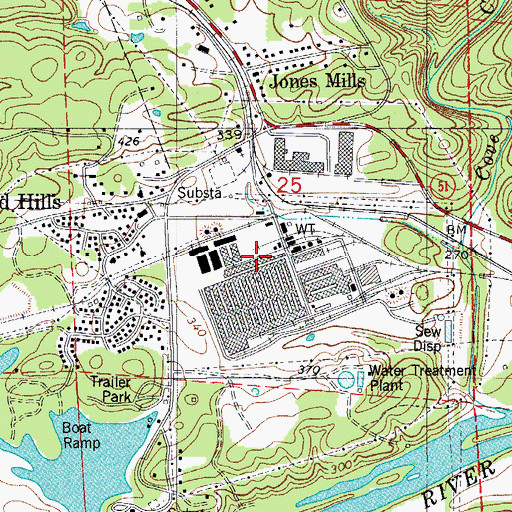Topographic Map of Jones Mills, AR