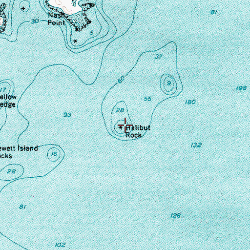 Topographic Map of Halibut Rock, ME