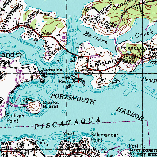 Topographic Map of Hicks Rocks, ME