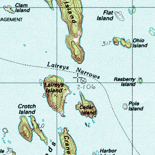 Topographic Map of Lawrys Narrows, ME