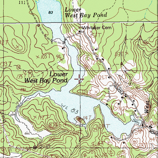 Topographic Map of Lower West Bay Pond, ME