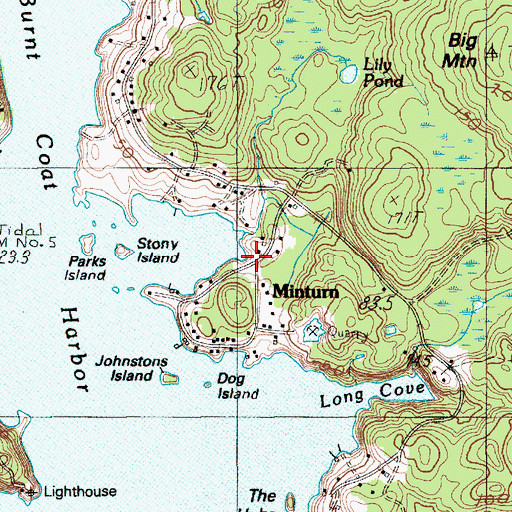 Topographic Map of Minturn, ME