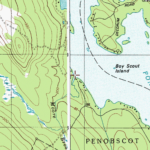 Topographic Map of Moore Brook, ME