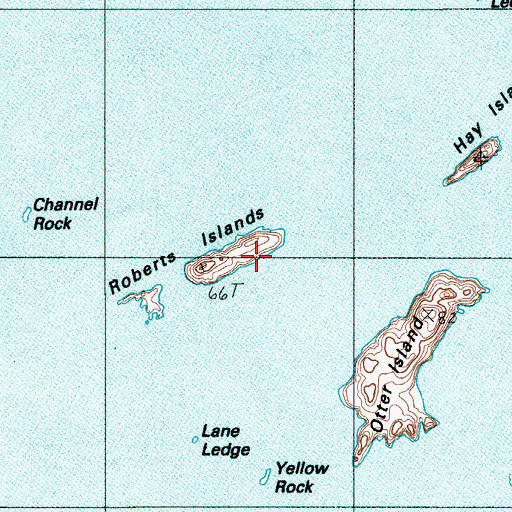 Topographic Map of Roberts Island, ME