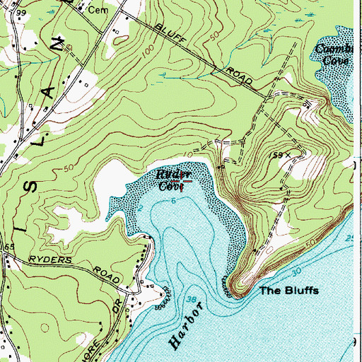 Topographic Map of Ruder Cove, ME