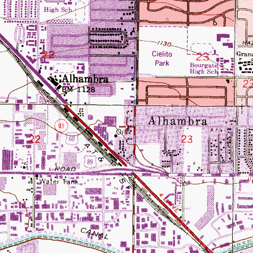 Topographic Map of Alhambra, AZ