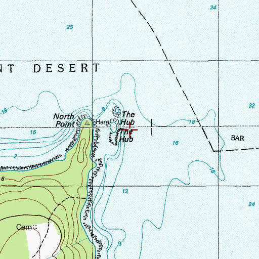 Topographic Map of The Hub, ME