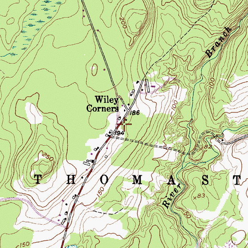 Topographic Map of Willis Corners, ME