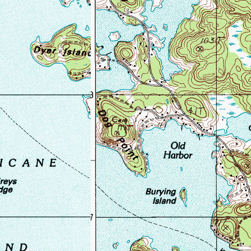 Topographic Map of Dog Point, ME