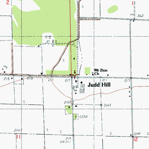 Topographic Map of Judd Hill, AR