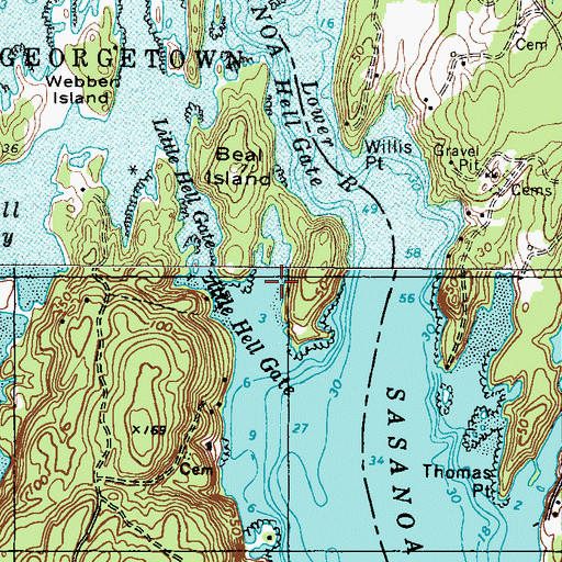 Topographic Map of Beal Cove, ME