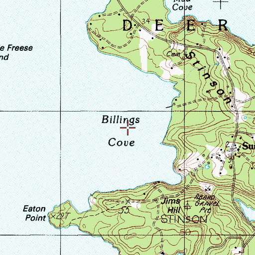 Topographic Map of Billings Cove, ME