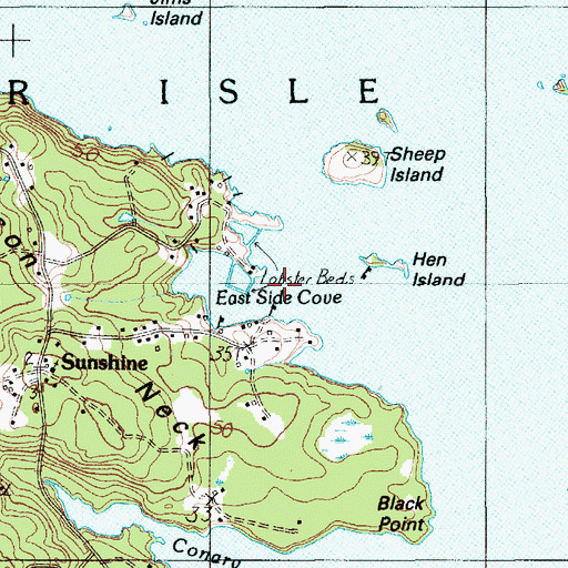 Topographic Map of East Side Cove, ME