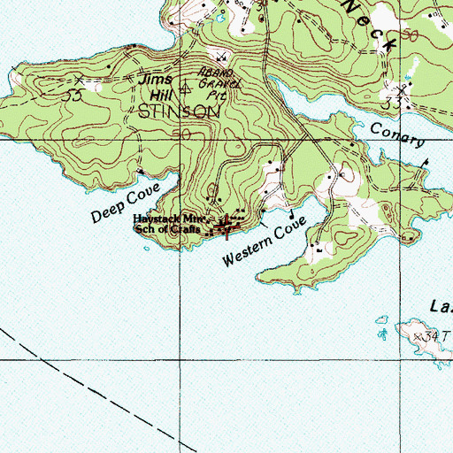 Topographic Map of Haystack Mountains School of Crafts, ME