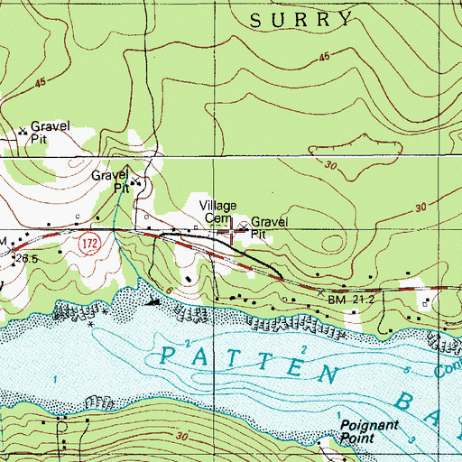 Topographic Map of Village Cemetery, ME