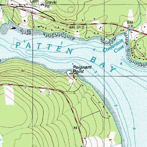 Topographic Map of Poignant Point, ME